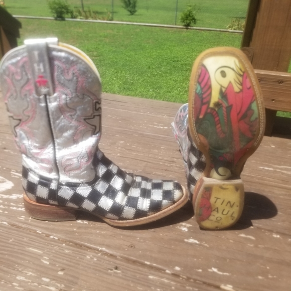 Tin Haul Shiny Metal Boots - Picture 1 of 11